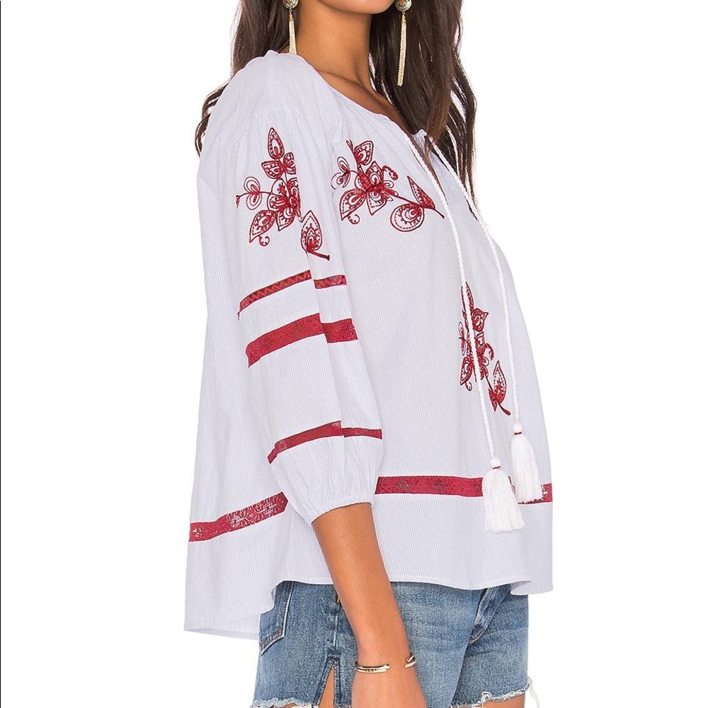 Anthropologie Embroidered Blouse Size S Loose Fit